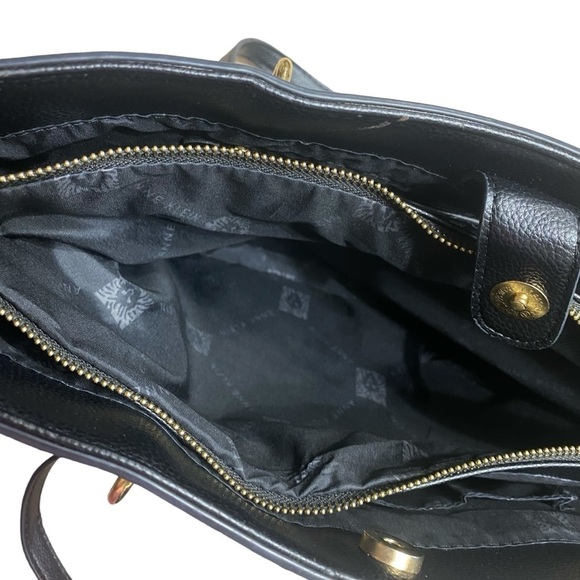 Anne Klein Black Chain Strap Pebble Faux Leather Part Quilted Shoulder Tote Bag - Picture 8 of 15